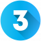 Blue circle with a white number 3 inside