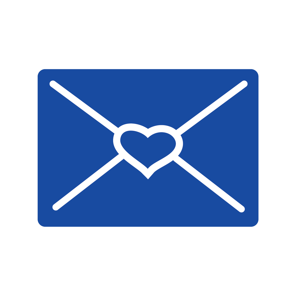 Blue envelope icon with a white heart in the center and white lines forming an arrow pointing in four directions.