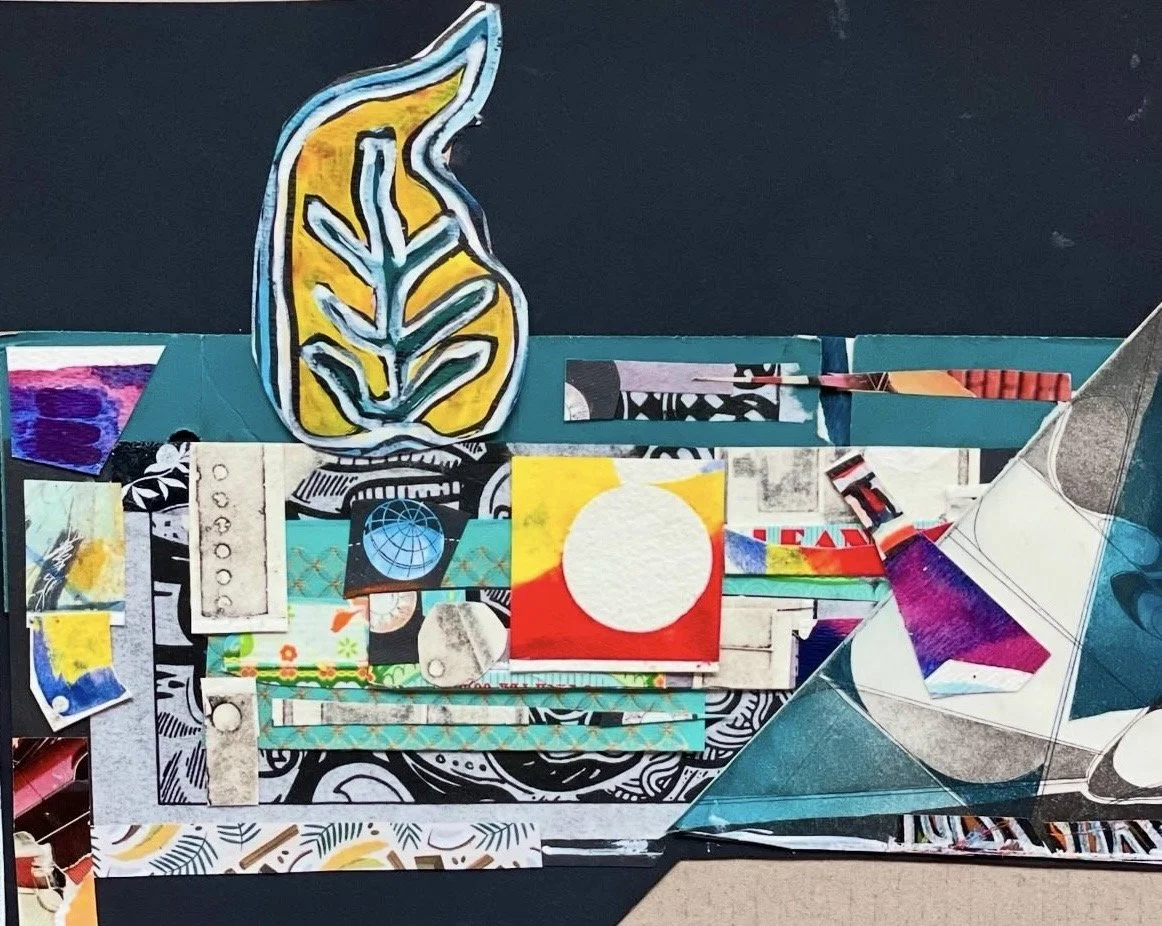 "Global Monstrosity"
12"x16", (unframed), monoprint, gouache paint and abstract collage, $450