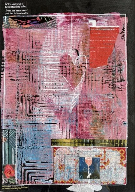 "Leaking ICE"
12"x16", Jawprint and collage, $550