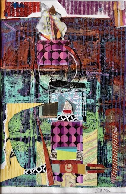 "Cavorting in the Shadow"
12" x 16", Abstract collage on gel prints, $450