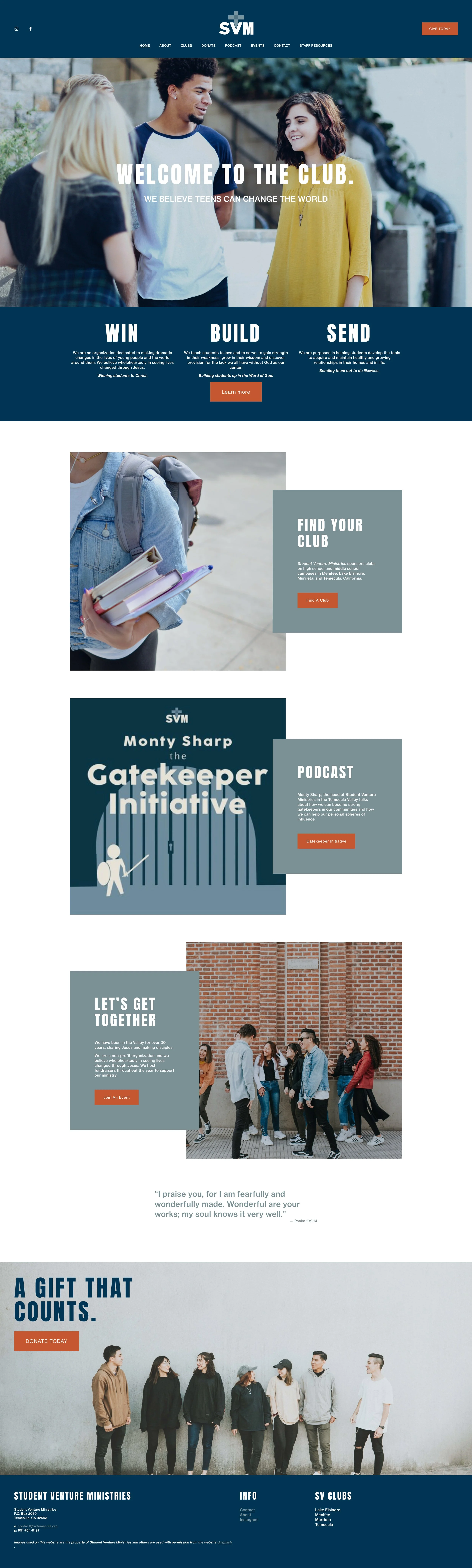 Student Venture Club website home page