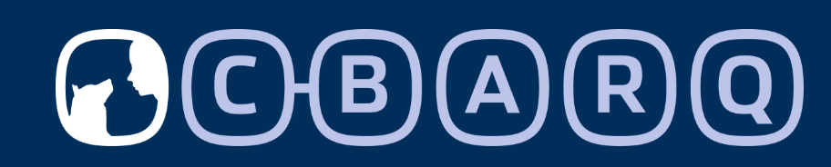 Graphic with the acronym 'CBARQ' in large purple letters on a dark background, with a white silhouette of a state outline on the left.