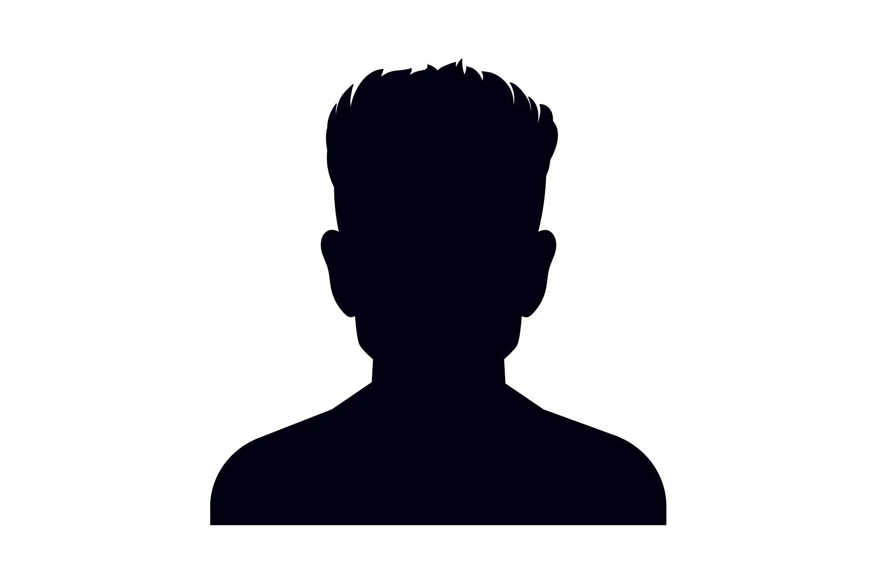 Silhouette of a person's head and shoulders against a white background.