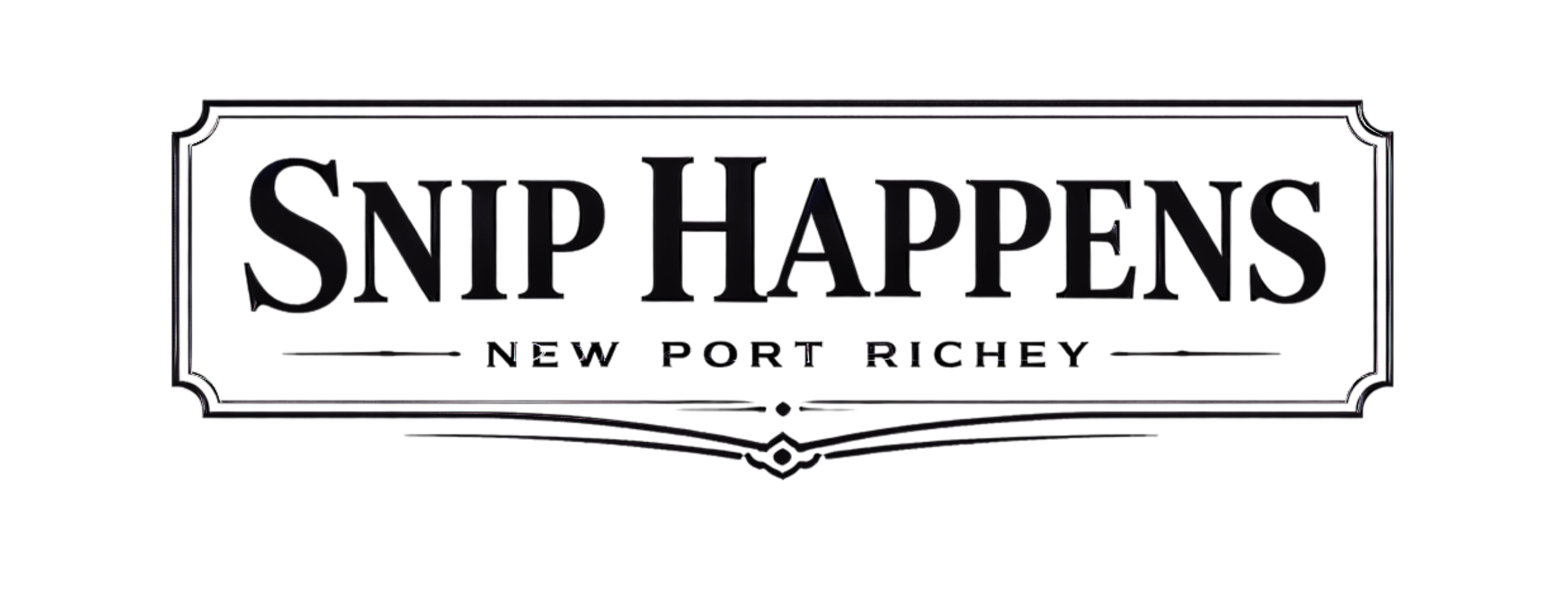 Snip Happens hair salon sign inside NPR Hair Lair in downtown New Port Richey Florida