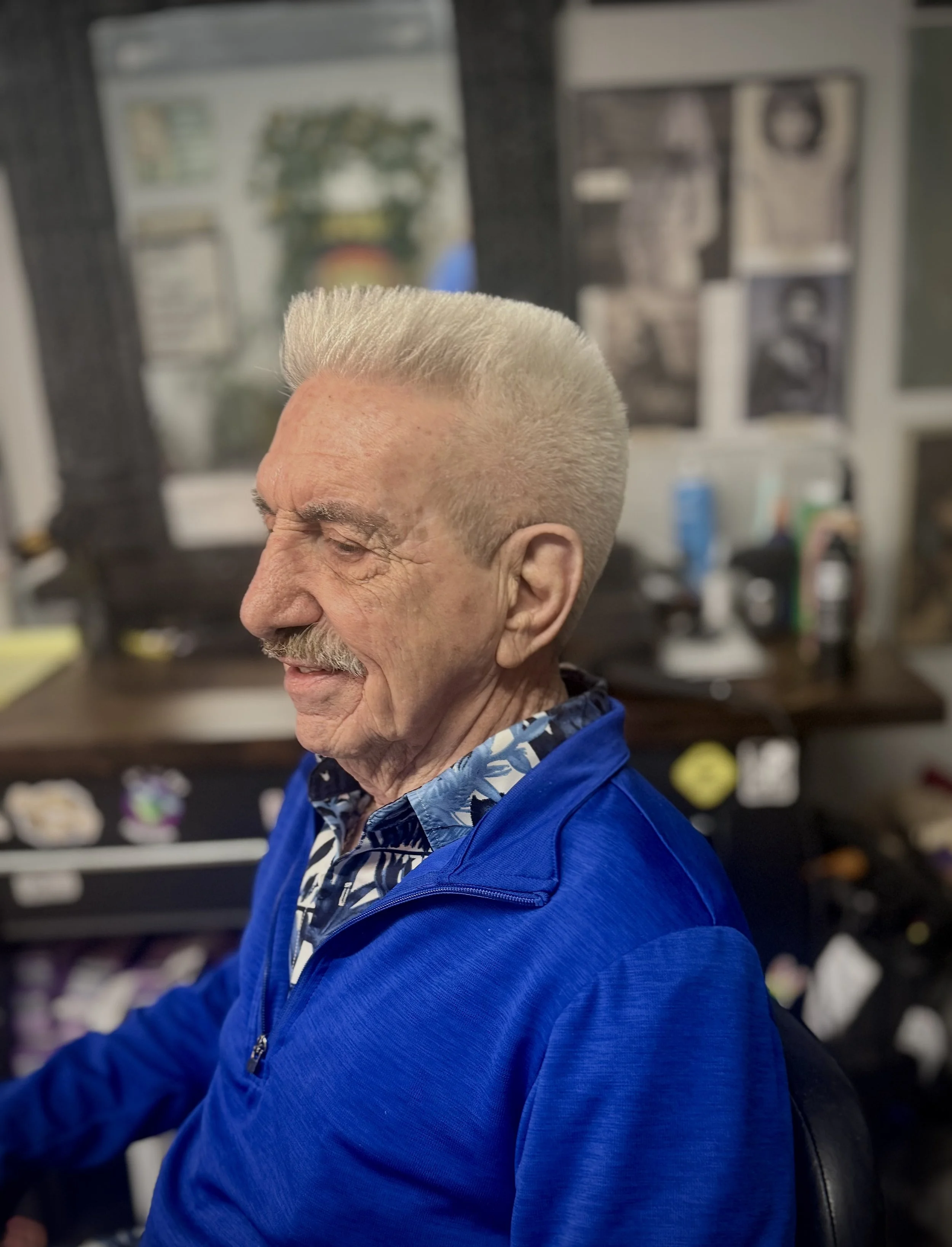 Senior men’s haircut styled for a natural professional look at Snip Happens New Port Richey