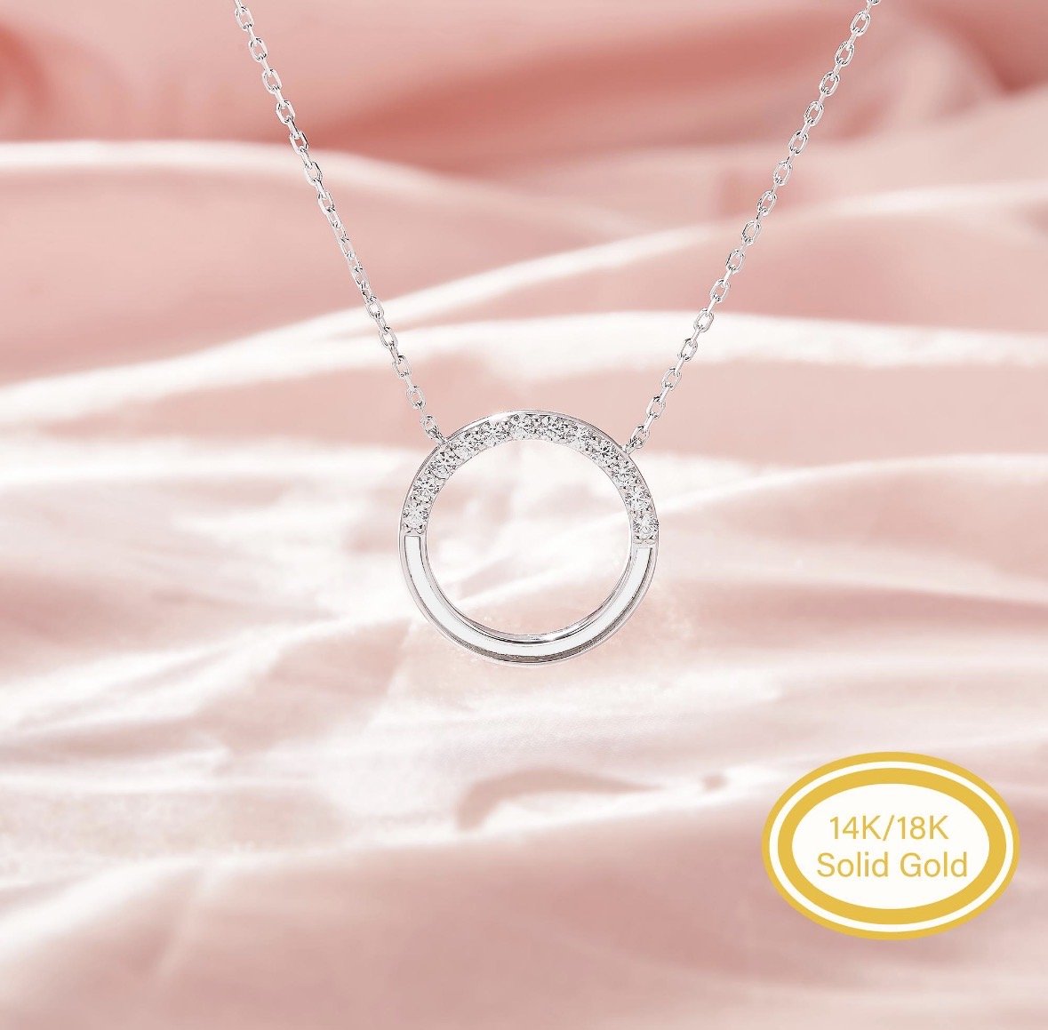 Birthstone Circle Necklace (18k Gold)