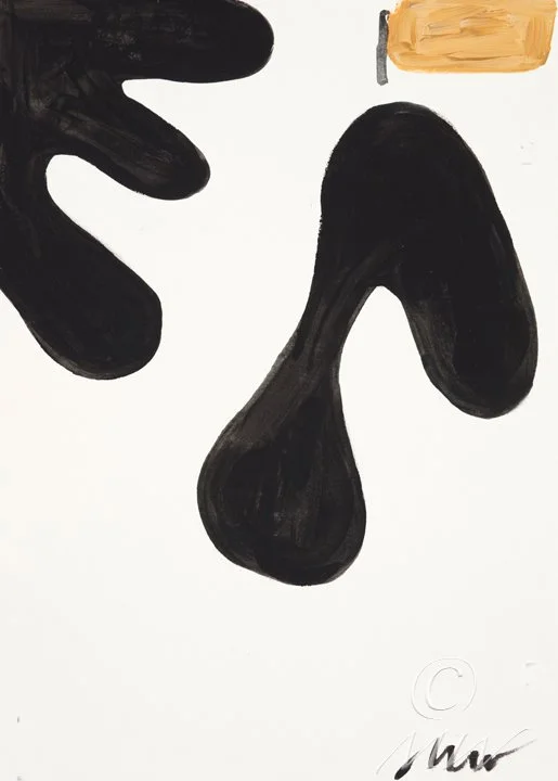 Abstract black and beige shapes on a white background, resembling brush strokes or artistic illustrations.