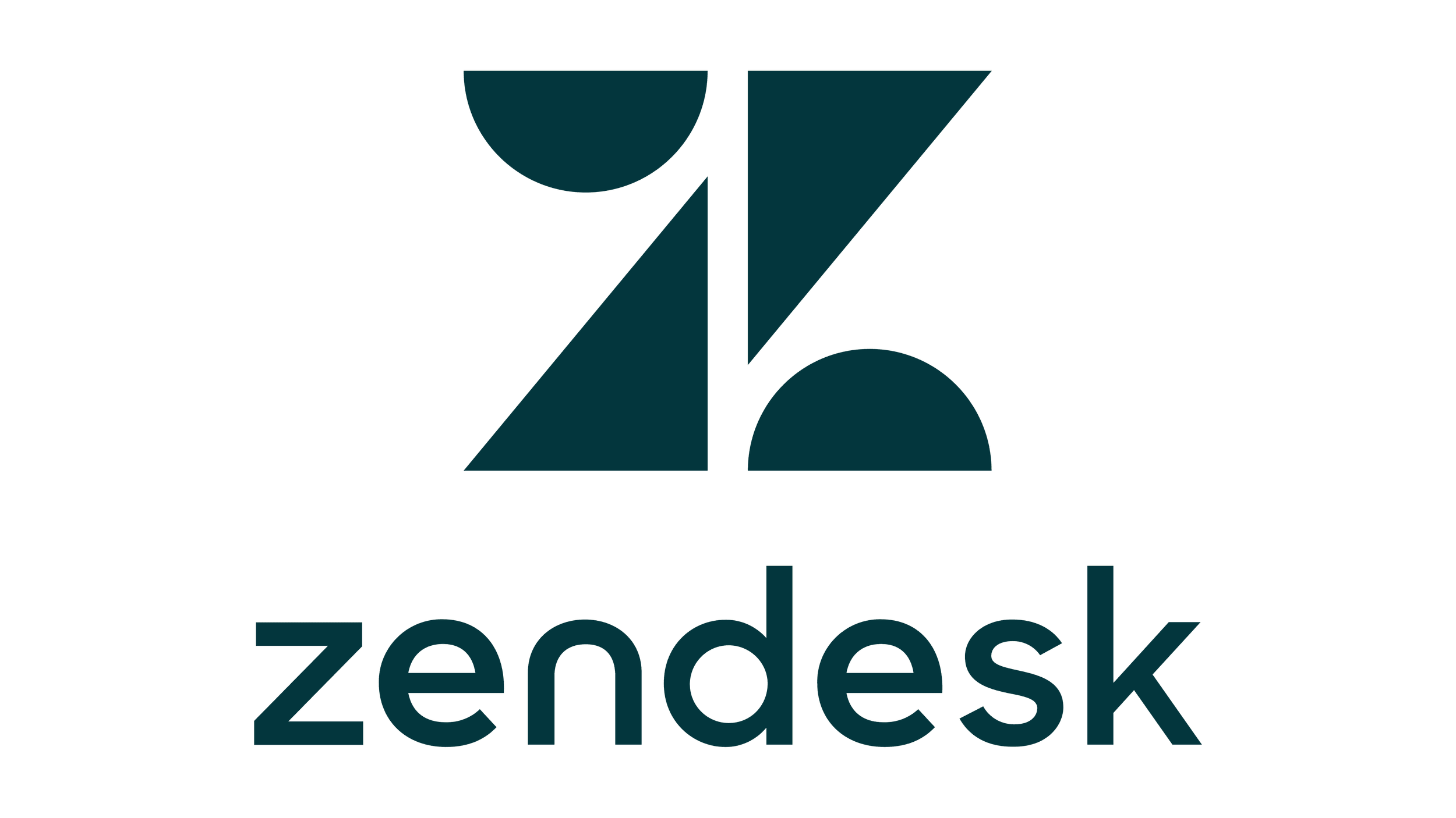 Logotipo de Zendesk con forma geométrica y texto 'zendesk' debajo