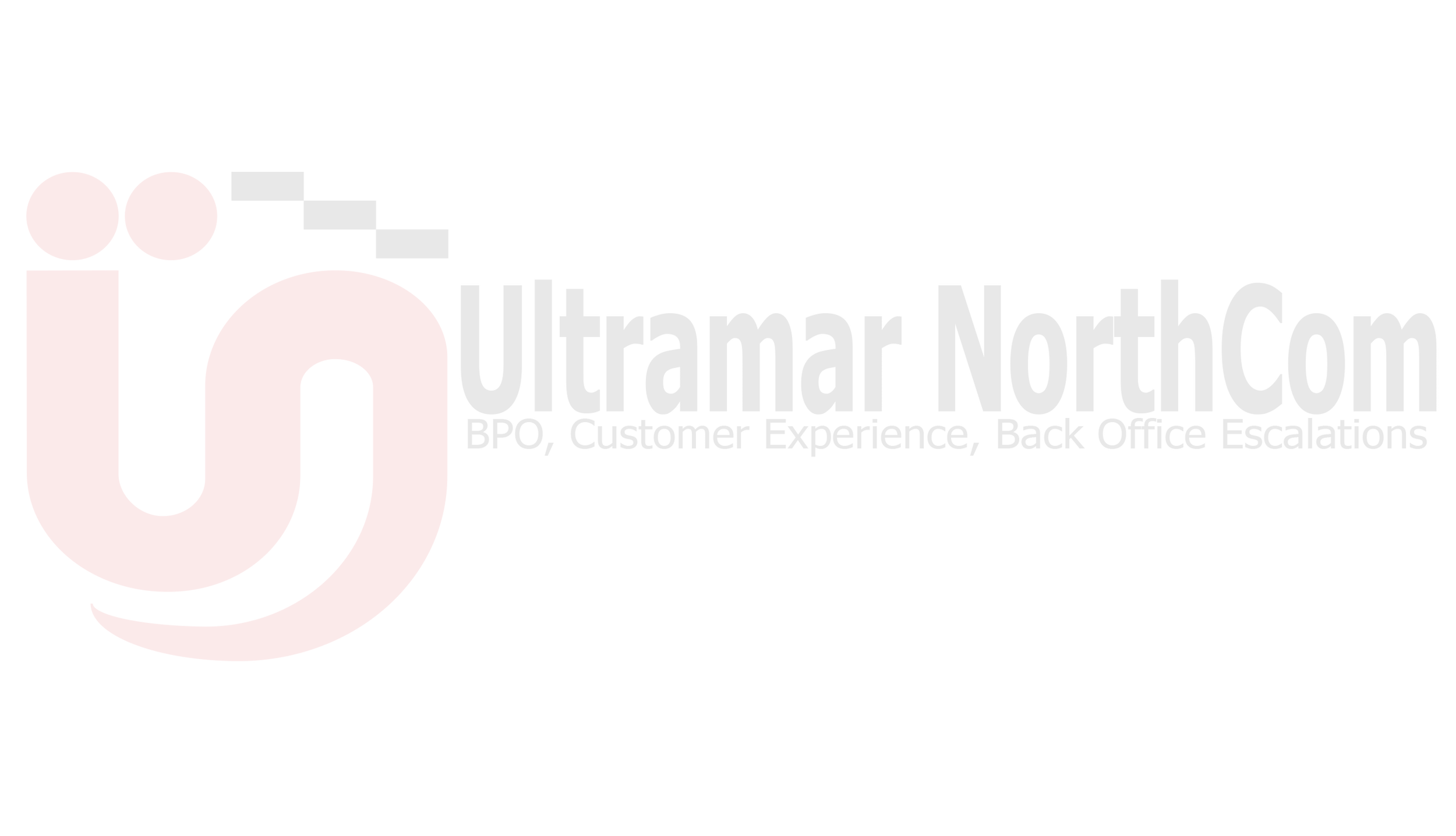 Logotipo de Ultramar NorthCom con letras rojas y negras y texto adicional en gris que dice 'BPO, Customer Experience, Back Office Escalations'