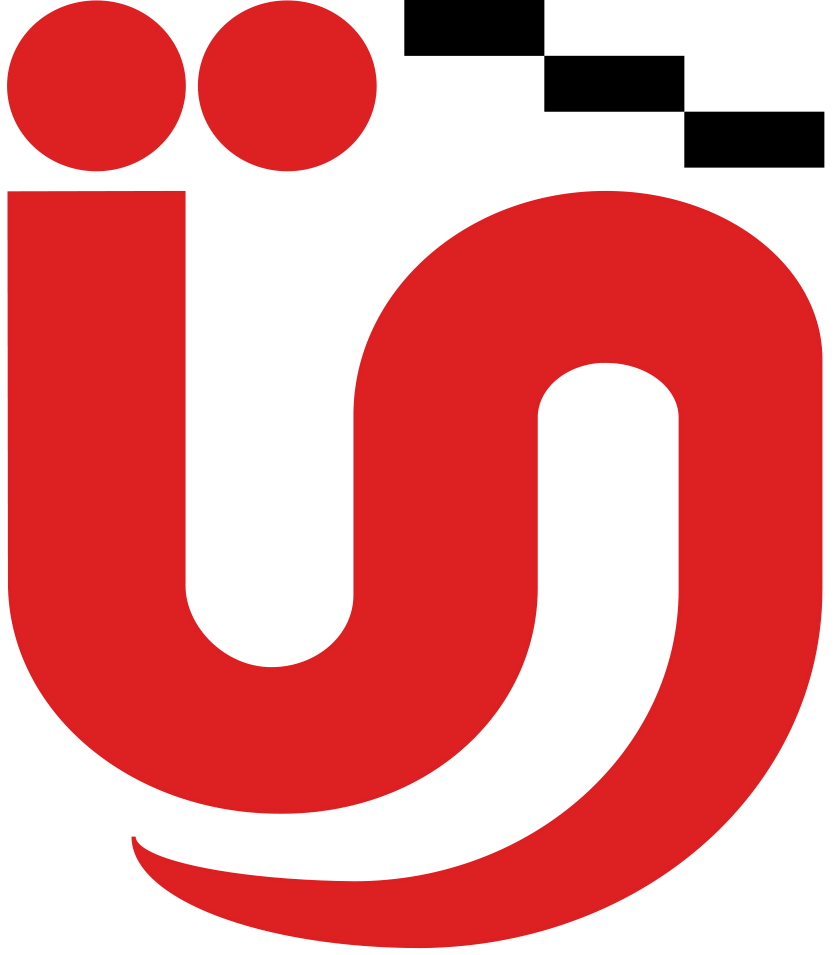 Logo de la Universidad de Guadalajara en color rojo, con letras estilizadas 'U' y 'J' interconectadas en un diseño gráfico.