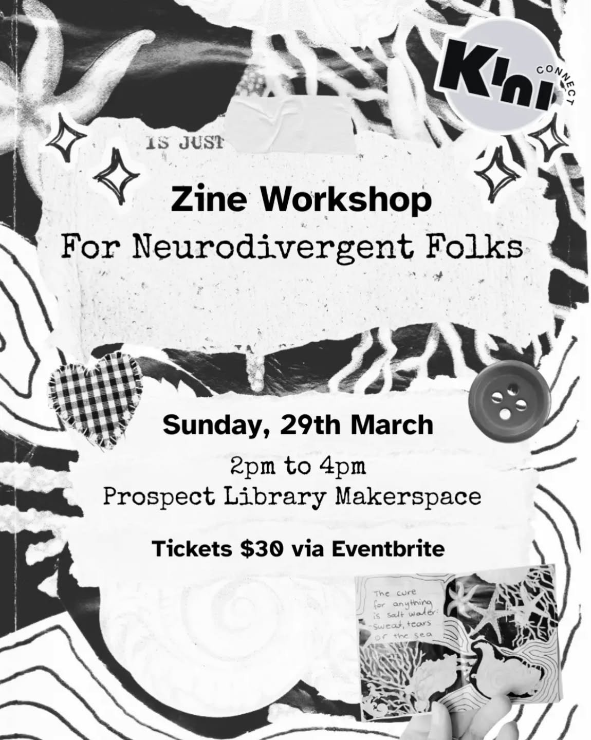 Join Kendra at the Prospect Library Makerspace on March 29th and create your own zine!

Day and date: Sunday, 29th March
Time: 2pm to 4pm
Location: Prospect Library Makerspace

This small group workshop is led by me, Kendra, an AuDHD Developmental Ed