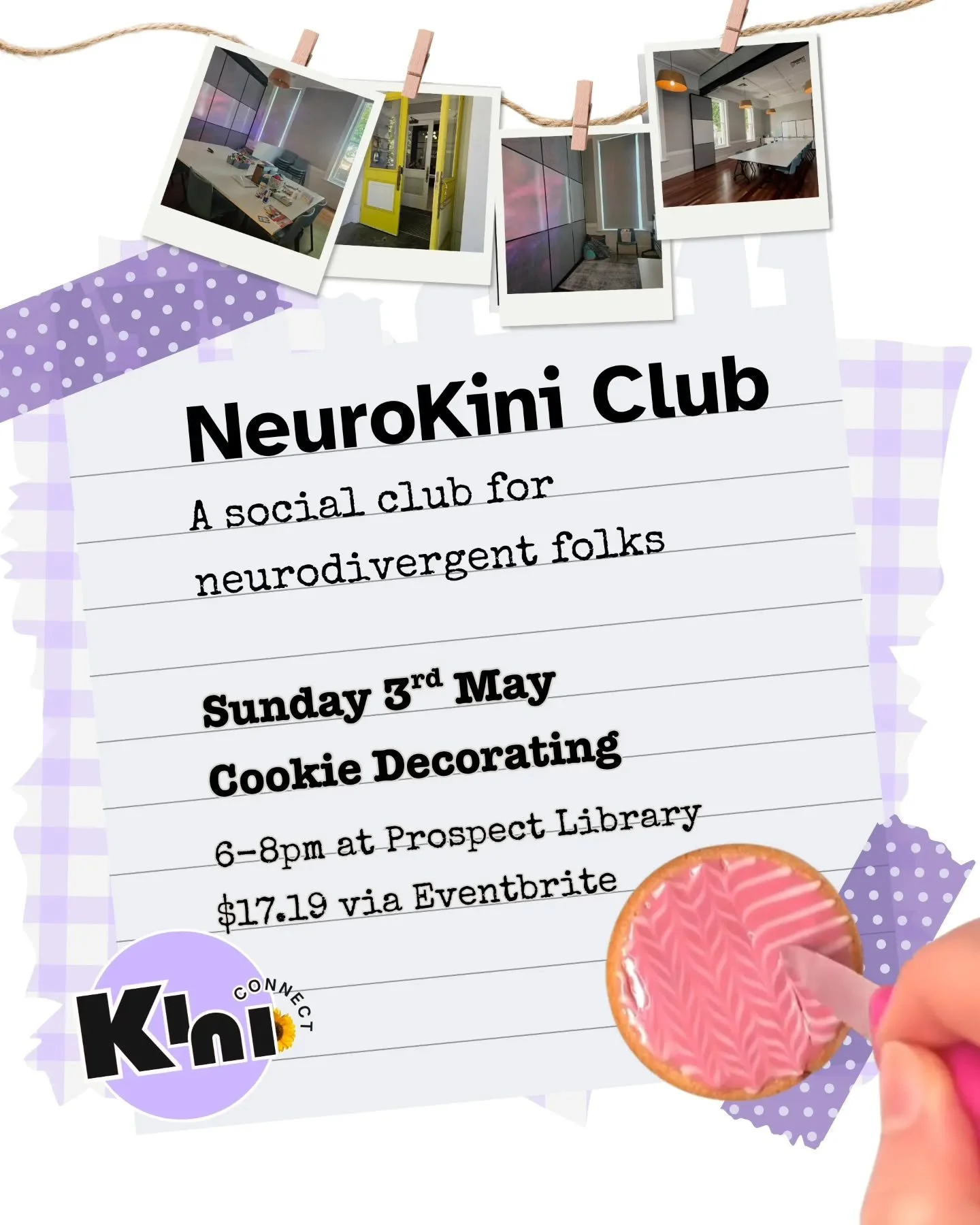NeuroKini Club is a social club for Neurodivergent adults in Adelaide

Join us at the Prospect Library for this month's optional activity, cookie decorating, or just come for the vibes! 

This club is for you if:
You want to connect with other s