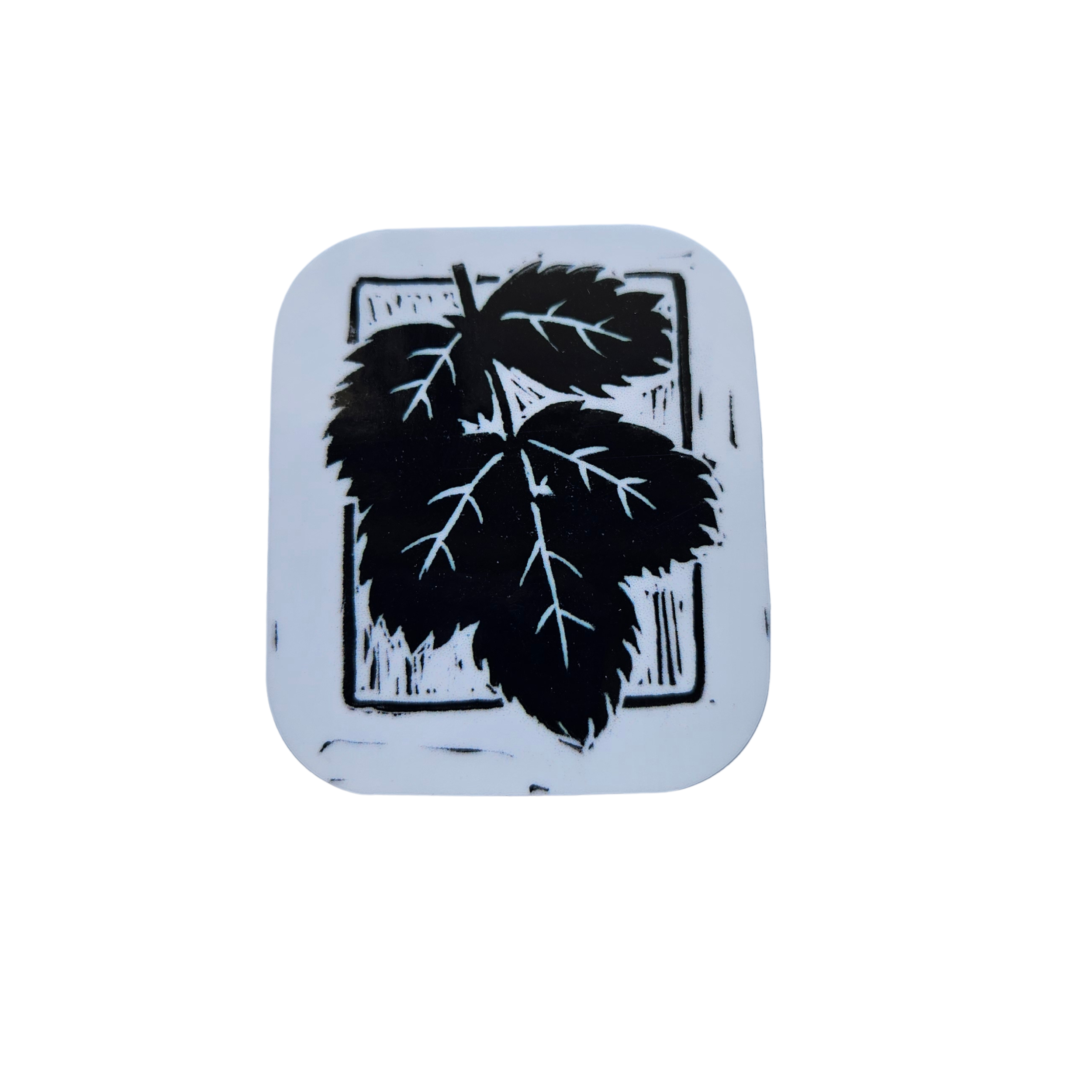 Linocut Print Rose Leaves Sticker