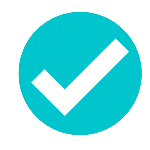 A blue circle with a white checkmark inside, symbolizing correctness or completion.