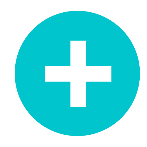 White medical cross inside a blue circle.