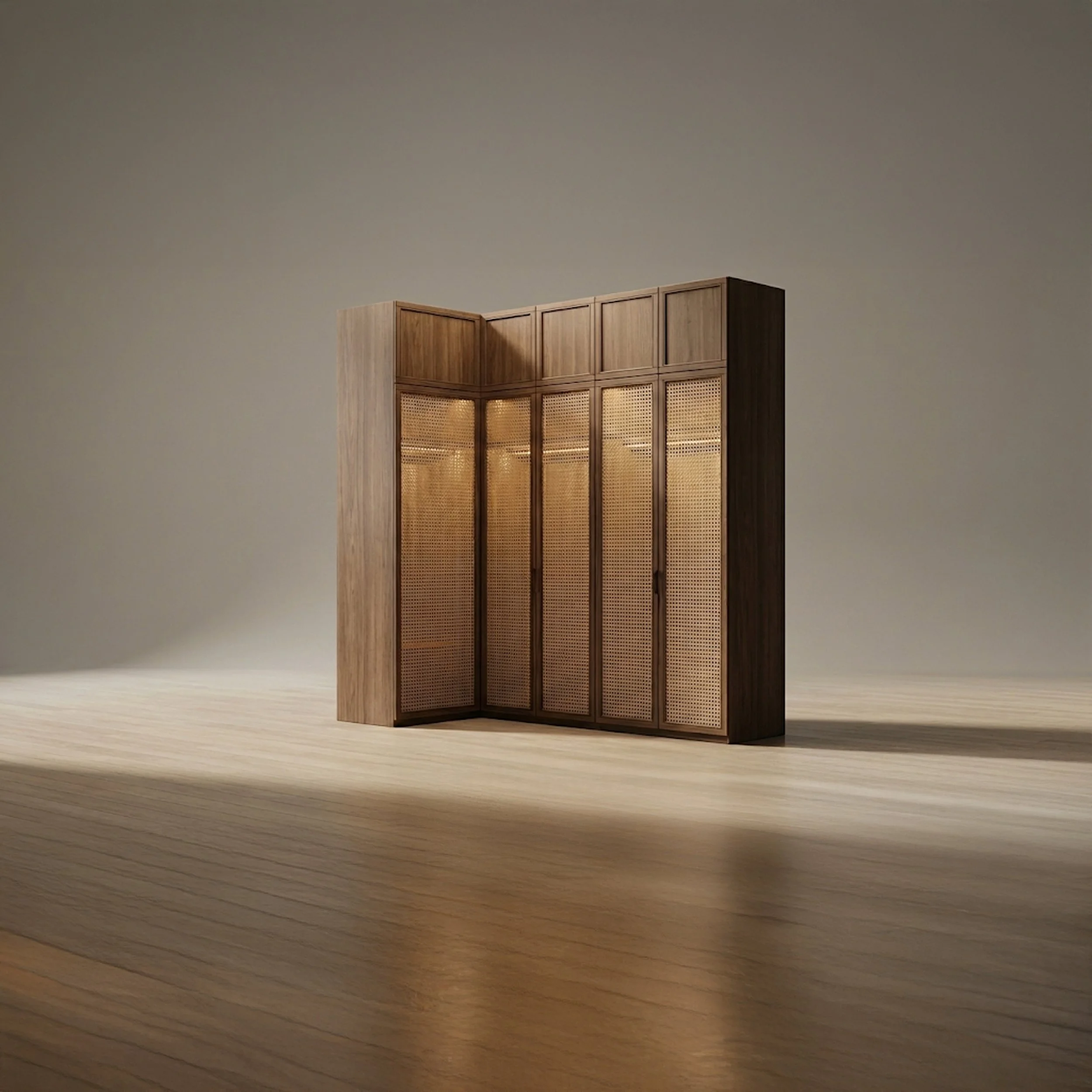 Corner Wardrobe System with Mesh Shutters | Revit Family