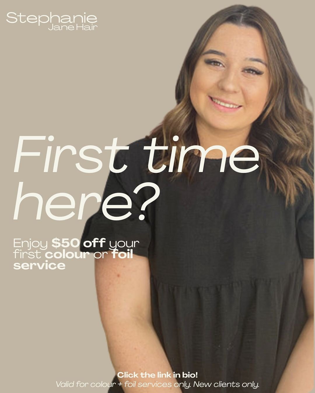 If you&rsquo;re new here, I&rsquo;ve got a special treat! I&rsquo;m giving you $50 OFF your first cut and colour service! Whether you&rsquo;re after a bright blonde, soft lived-in colour or a fresh new look - this one&rsquo;s for you! Link in bio to 