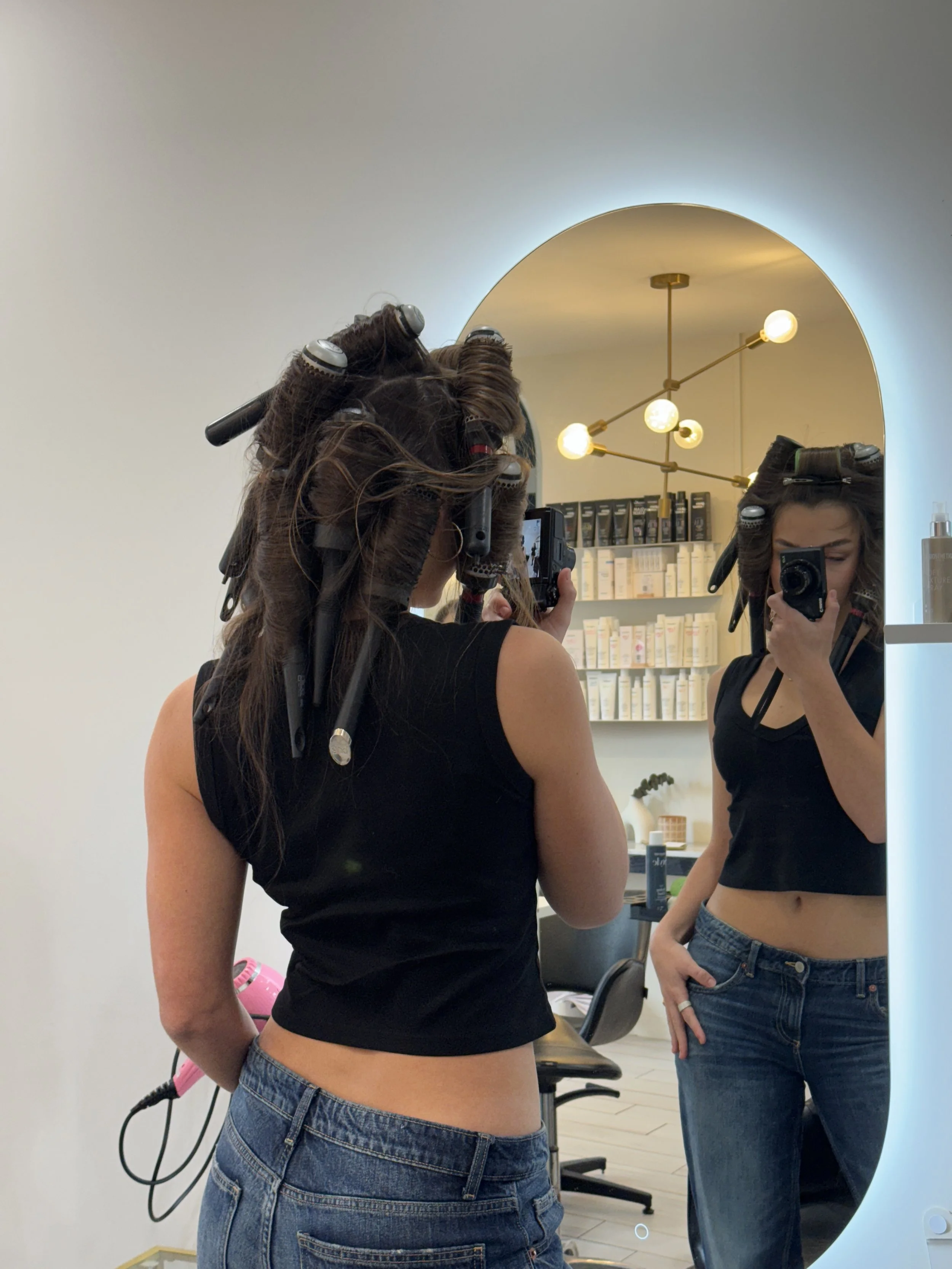 Shó Hair Studio client with blowdry