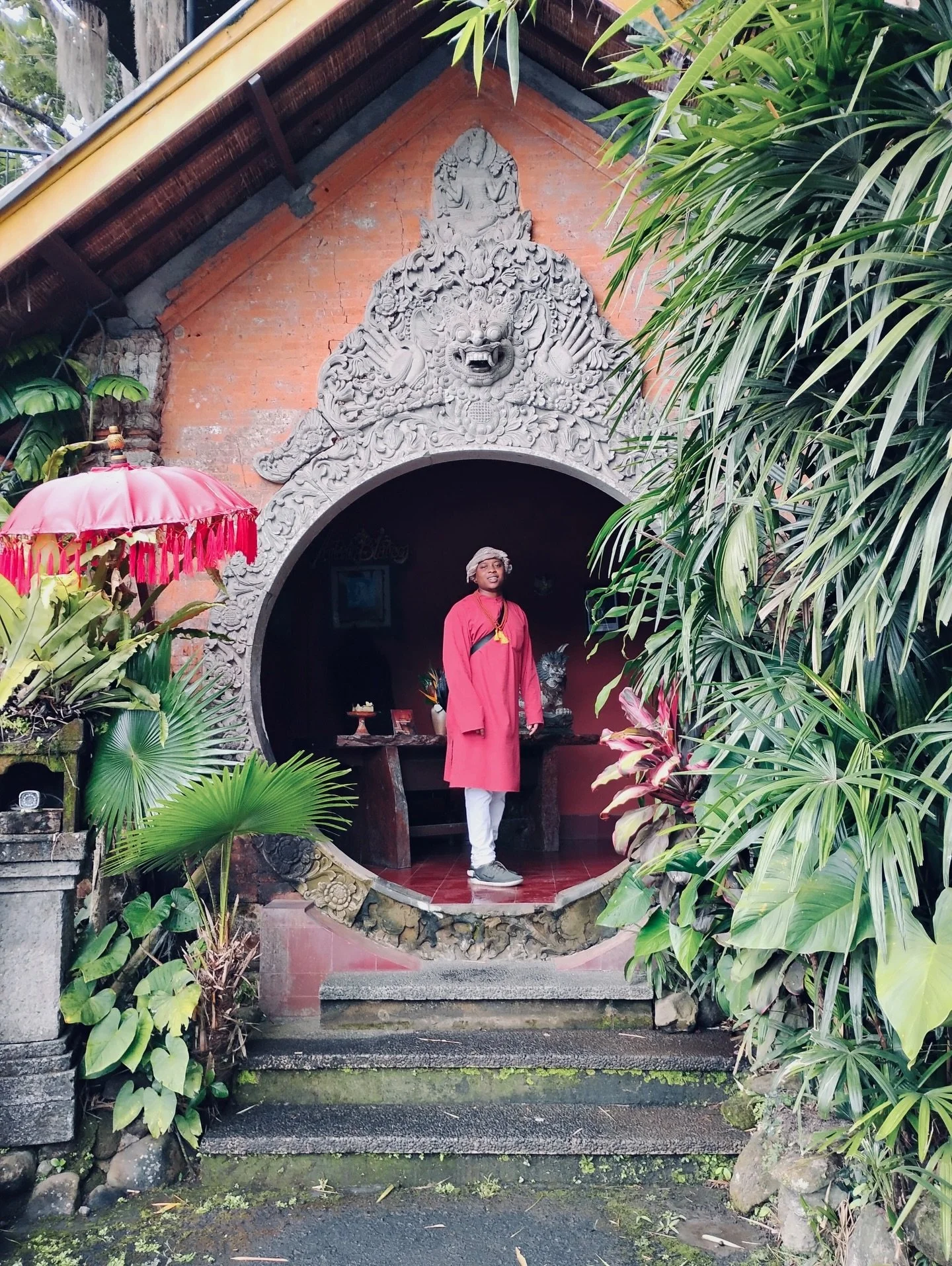 Swami wearing red on Mother's Day to honor Mata Kali and the Divine Mother&hearts;️ This photo was taken while celebrating the day with his mother, Janani, in Ubud, Bali where our non-residential ashram is located and where the Nirvana Shiva-Shakti T
