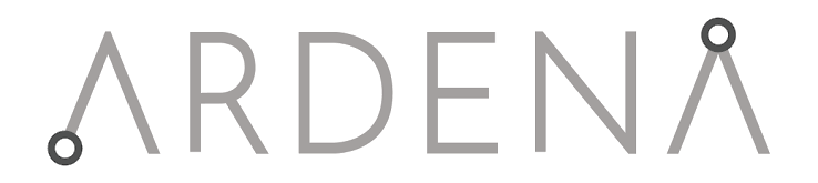 The word 'ARDENÁ' in stylized gray font with circular design accents on some letters.
