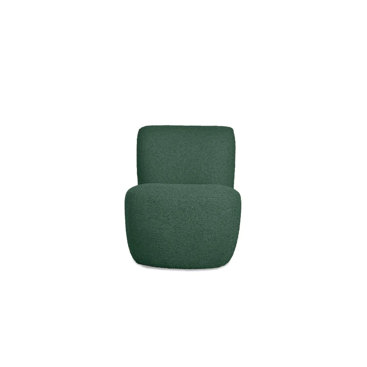 Fauteuil vert foncé avec une conception moderne et épurée, placé contre un fond blanc.