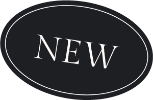 Un logo o une étiquette ovale noire avec le mot 'NEW' en blanc.