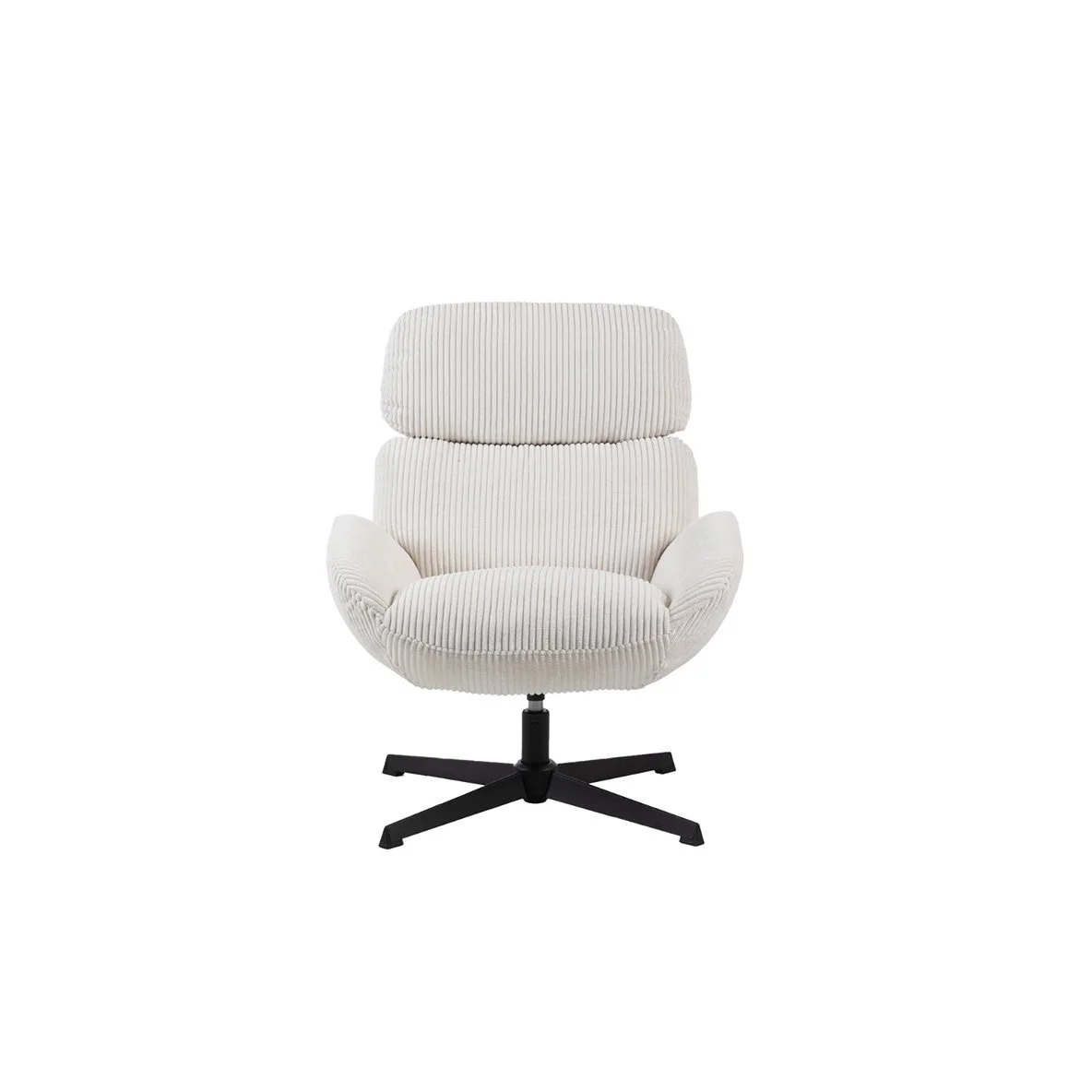 Fauteuil de bureau moderne de couleur blanche avec un pied en métal noir.