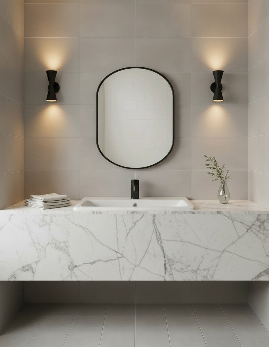 Pill Shaped Aluminium Framed Mirror