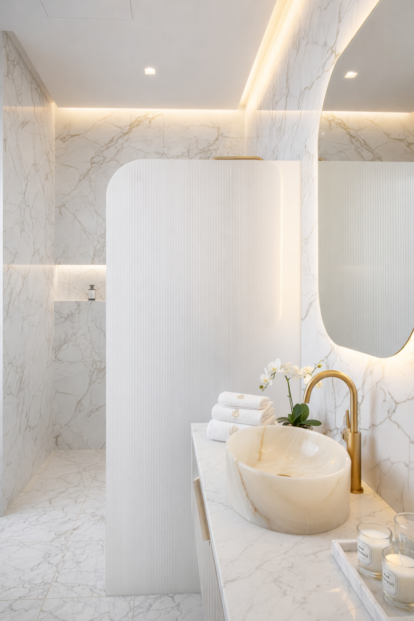 Frosted Fluted Panel with a Corner Radius (Right)