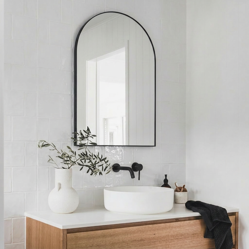 Arch Shaped Aluminium Framed Mirror