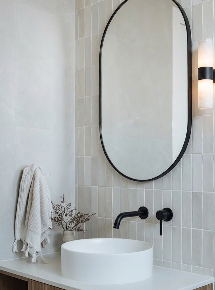 Pill Shaped Aluminium Framed Mirror