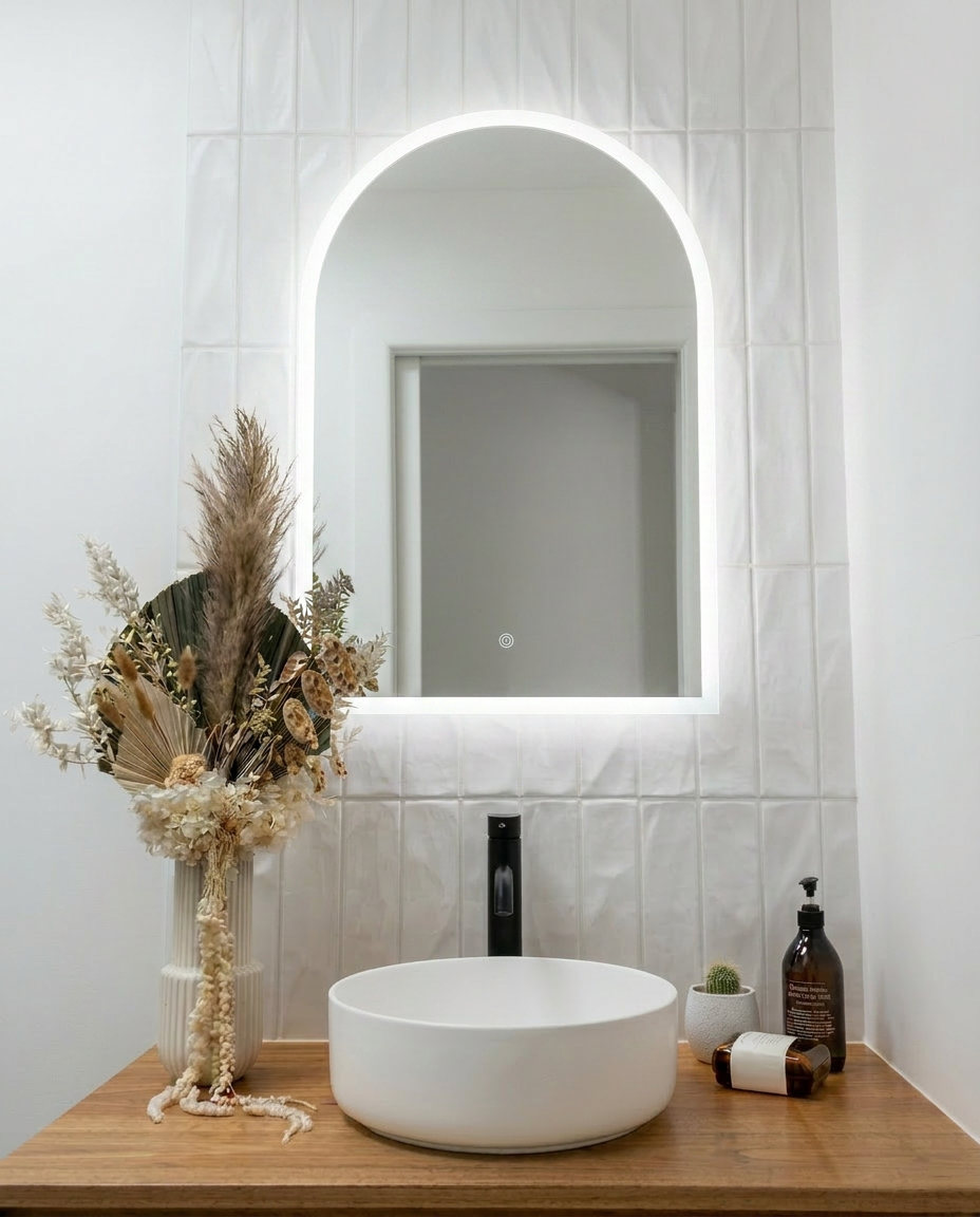 Front Lit LED Arch Mirror