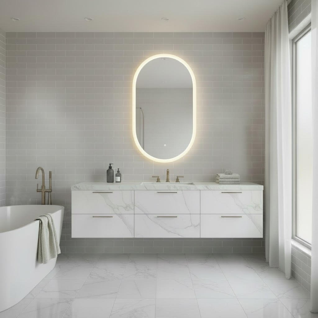 Front Lit LED Pill Mirror