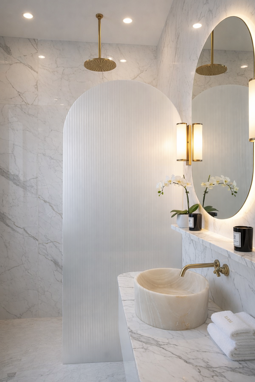 Frosted Fluted Arched Panel