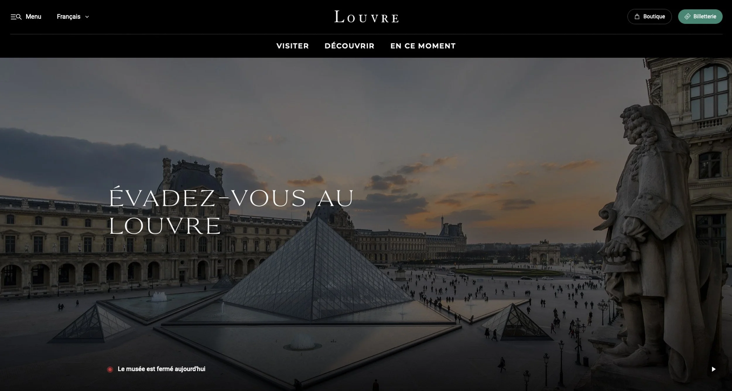 Page accueil Site internet Musée du Louvre