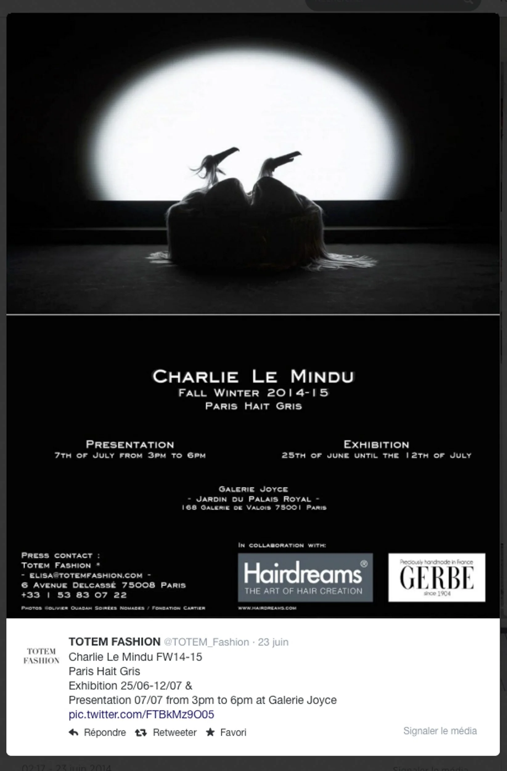 Affichage spectacle Charlie le Mindu