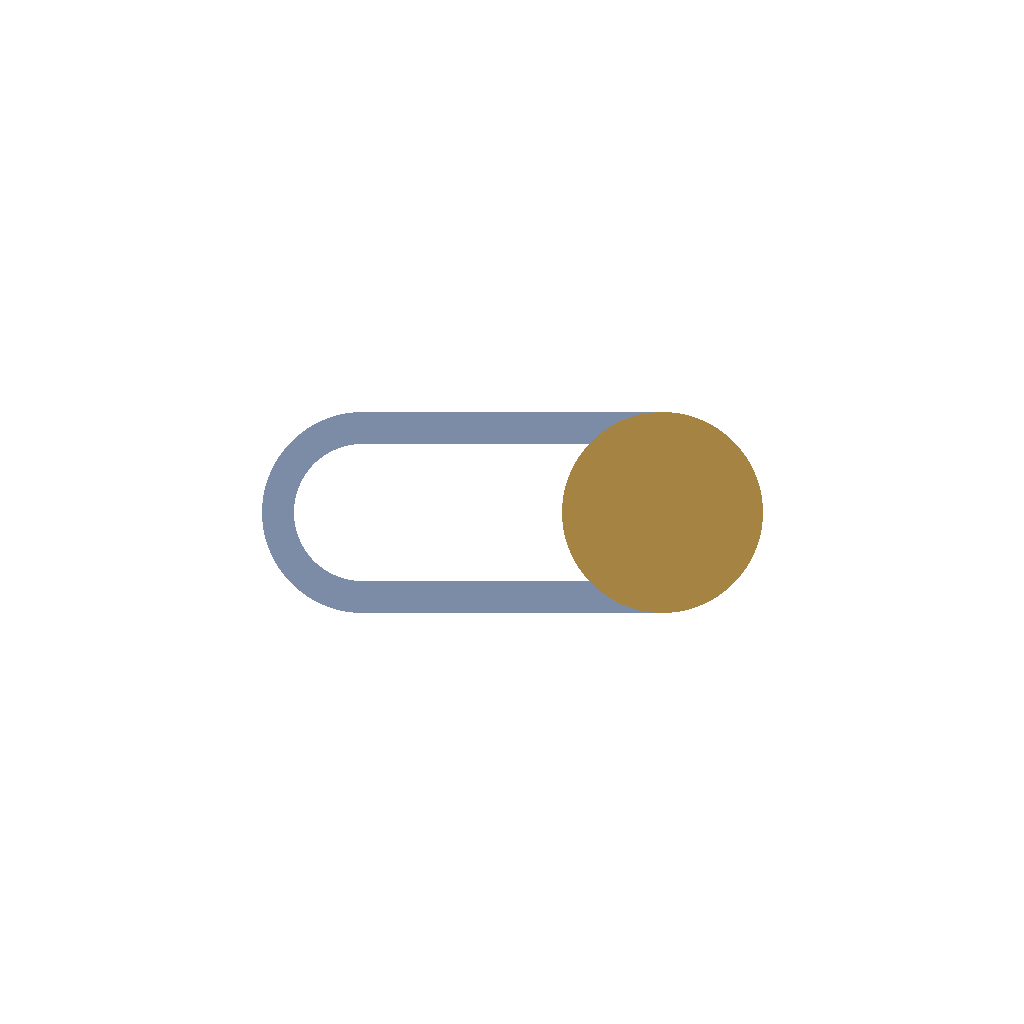 Ein stilisiertes Schalter-Symbol mit einem grauen Schalter und einem goldfarbenen Knopf auf weißem Hintergrund.