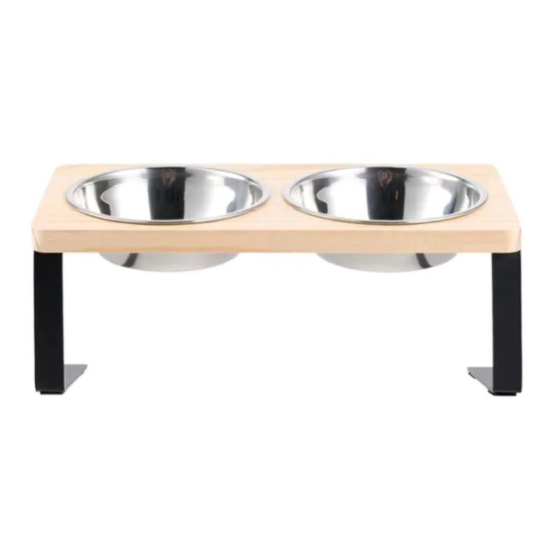front view of lunava elevate dual raised pet bowls