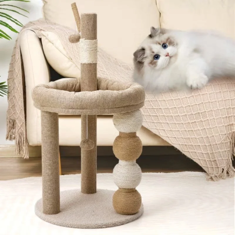 LUNAVA Crest™ Double-Layer Cat Tree & Scratch Pole   Multifunctional climbing tower with sisal scratch posts, integrated nest and cozy bed.