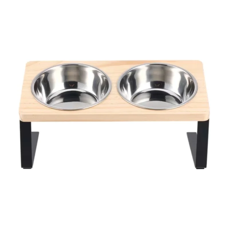 front view of lunava elevate dual raised pet bowls