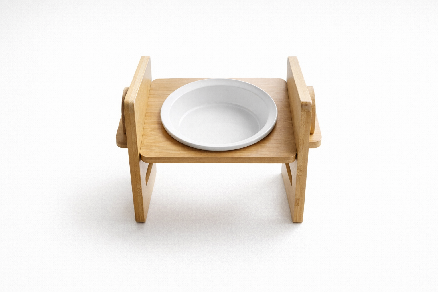 LUNAVA Nourish™ Adjustable Elevated Pet Feeder (Ceramic Bowls) Ergonomic raised feeding station for cats and small dogs.