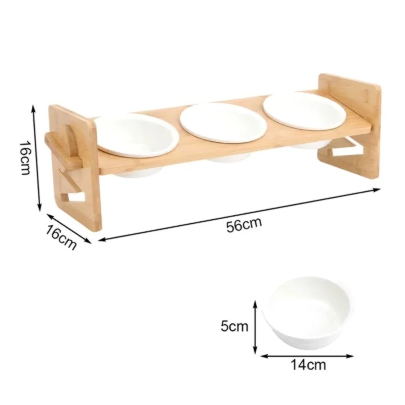 LUNAVA Nourish™ Adjustable Elevated Pet Feeder (Ceramic Bowls) Ergonomic raised feeding station for cats and small dogs.