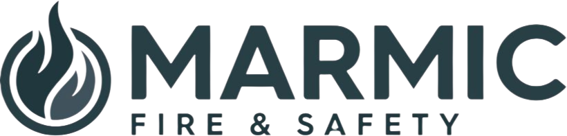 Logo of Marmic Fire & Safety featuring a flame icon and the company name