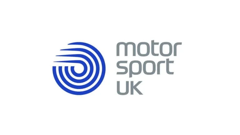 Motorsport UK logo with blue stylized racing emblem and gray text