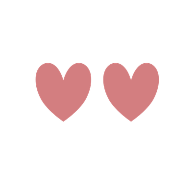 Deux cœurs roses dessinés sur un fond blanc.