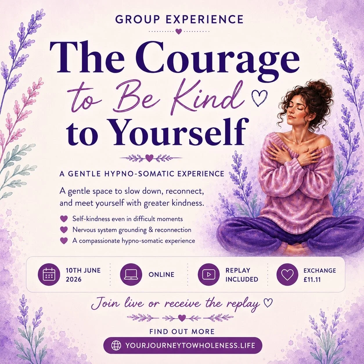 There are moments when being kind to yourself can feel like the hardest thing of all. 💜

&ldquo;The Courage to Be Kind to Yourself&rdquo; is a gentle group hypno-somatic experience designed to help you slow down, reconnect with yourself, and meet yo