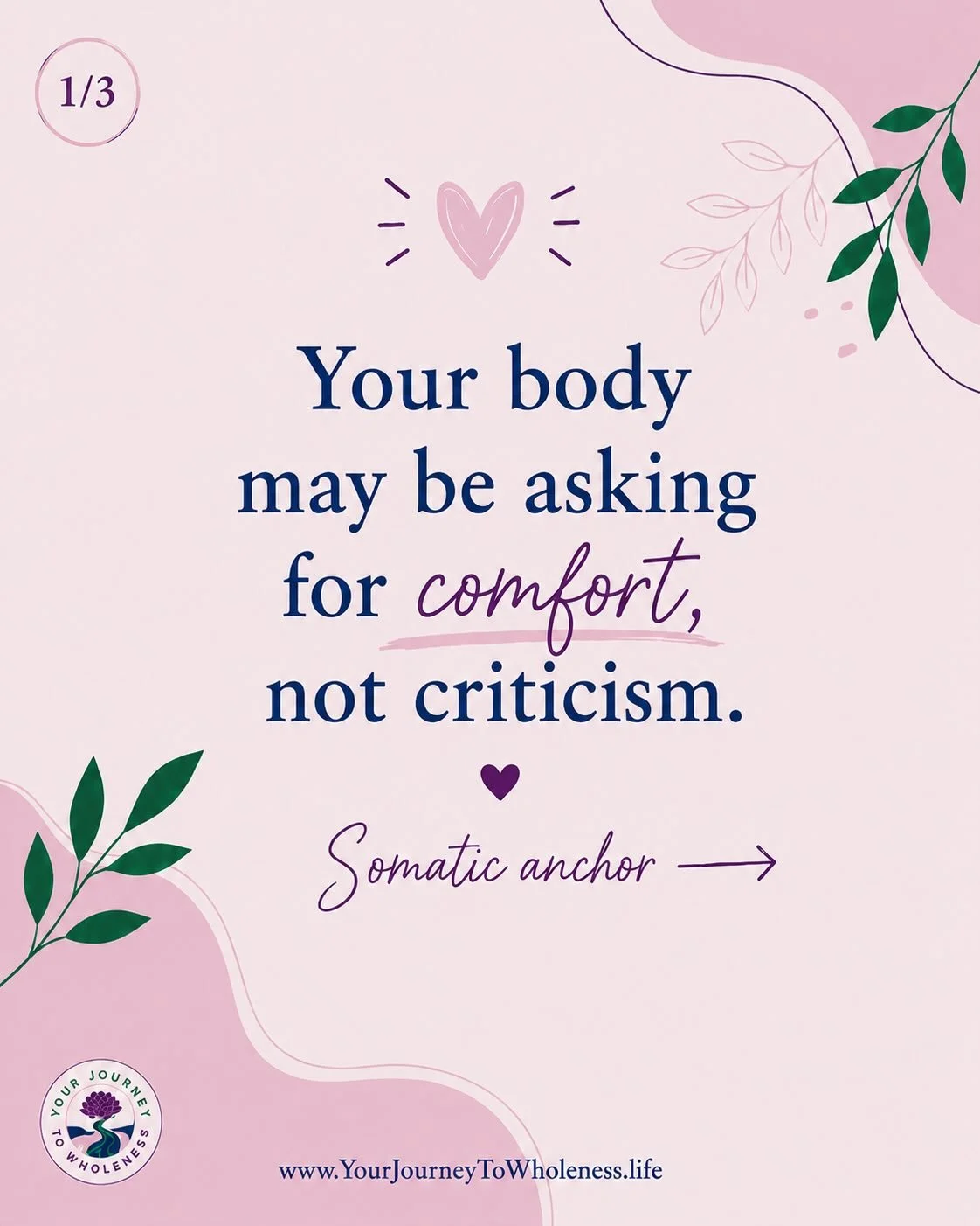 Sometimes the body is not asking to be pushed harder. 🪷

Sometimes it is asking for comfort.
For softness.
For safety.
For a gentler relationship with ourselves.

This reflection offers a small somatic anchor for moments when self-criticism begins t