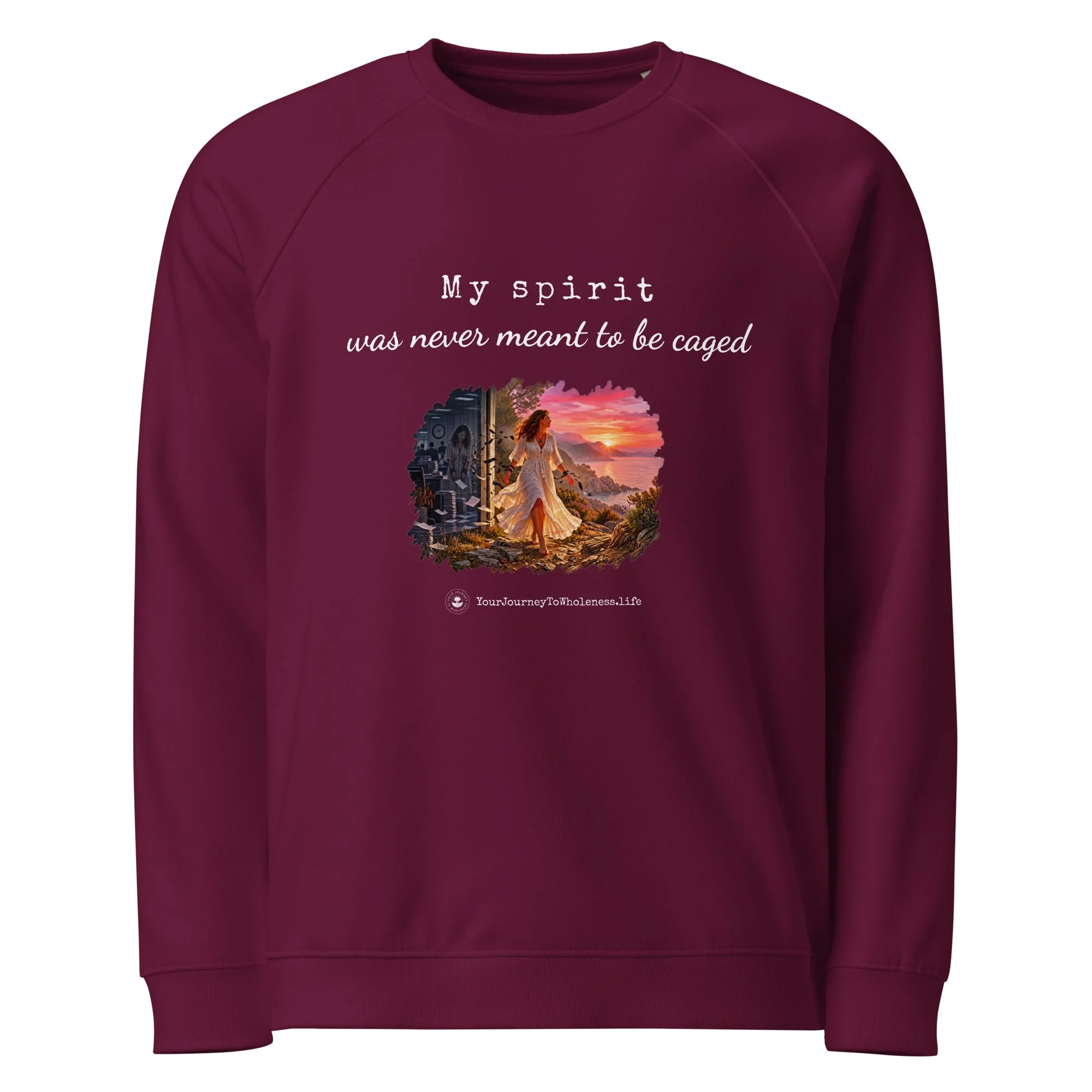 Uncaged Spirit organic cotton sweatshirt burgundy