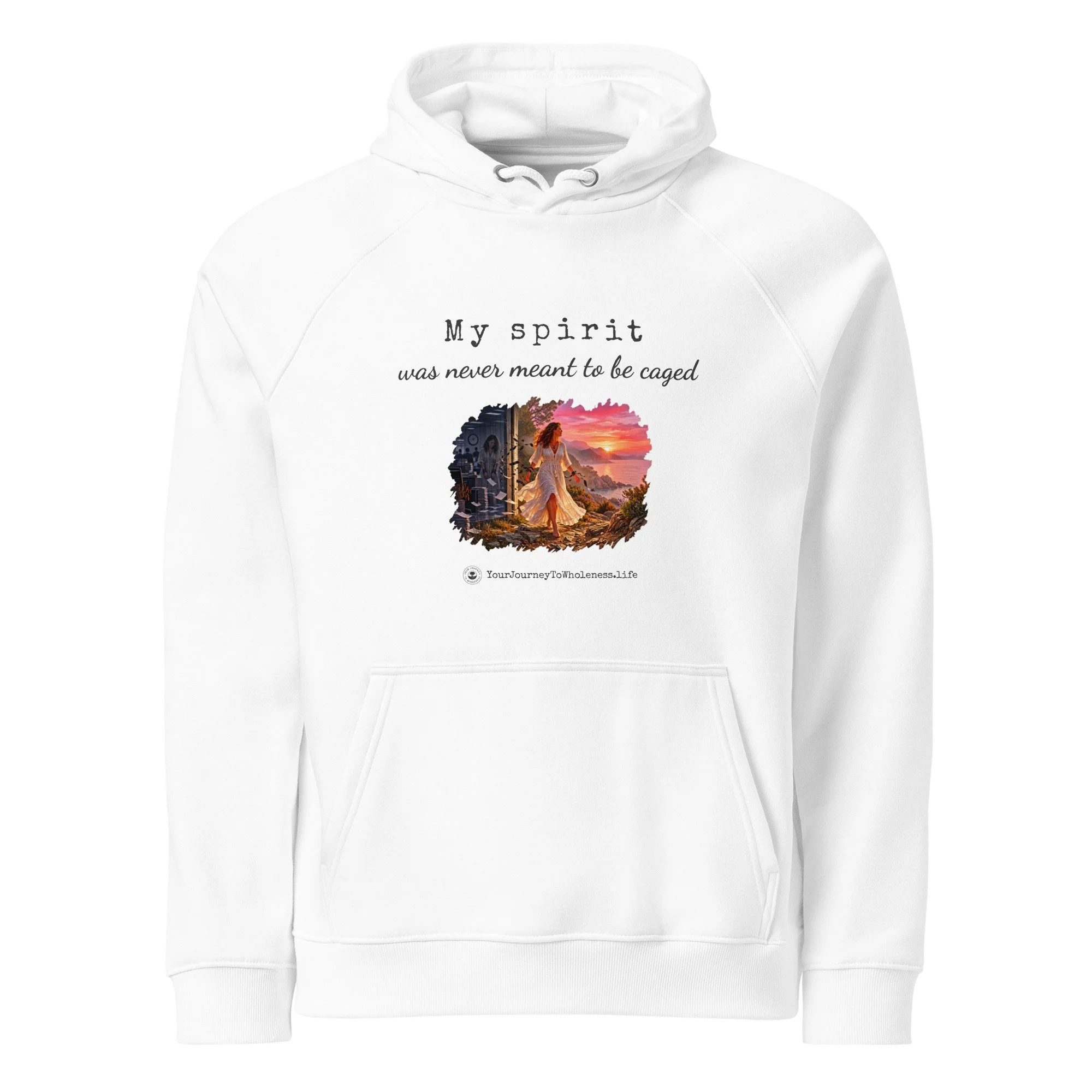 Uncaged Spirit Organic Cotton Hoodie White